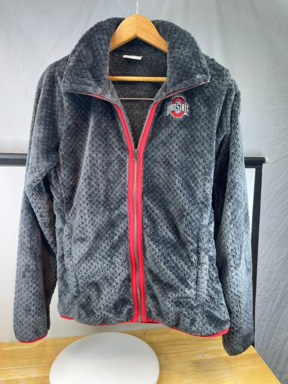Columbia Ohio State Buckeyes Full Zip Fleece Jacket Gray Red Women's M